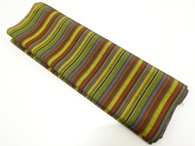 JAPANESE KIMONO / ANTIQUE STRIPE PATTERN WOVEN HOME COURT GROUND BOLT